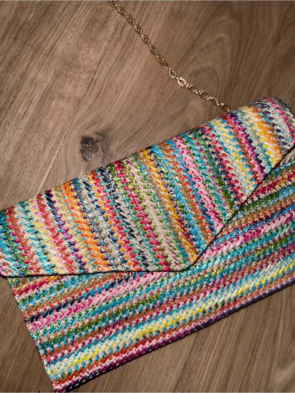 Brand new colorful straw clutch bag